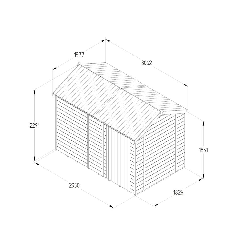Timberdale 10×6 Reverse Apex Shed No Window with Installation 5013053196052 2